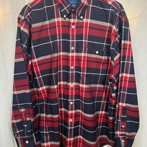 Town Craft Long Sleeve Plaid Button Up Men's Large Cotton Blend Preppy Academia
